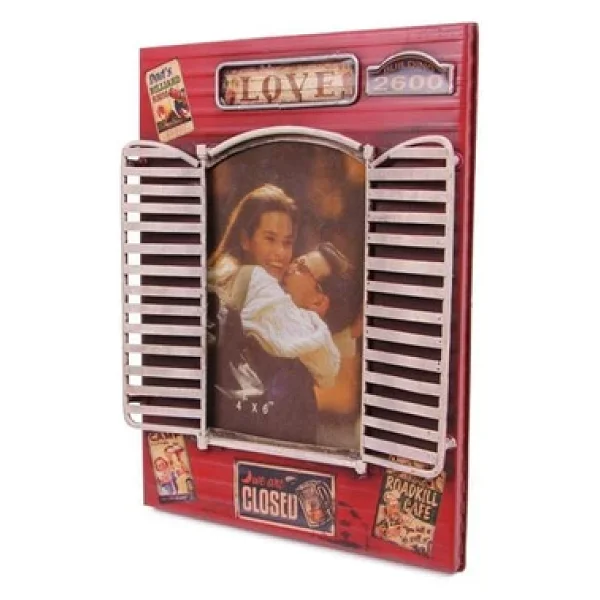 Dekoratif Metal Çerçeve Panjur Temalı Vintage Hediyelik - Görsel 6