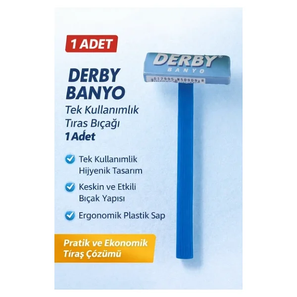 Derby Banyo Tek Kullanımlık Tıraş Bıçağı 1 Adet Plastik Saplı Pratik Tıraş Jileti - Görsel 5