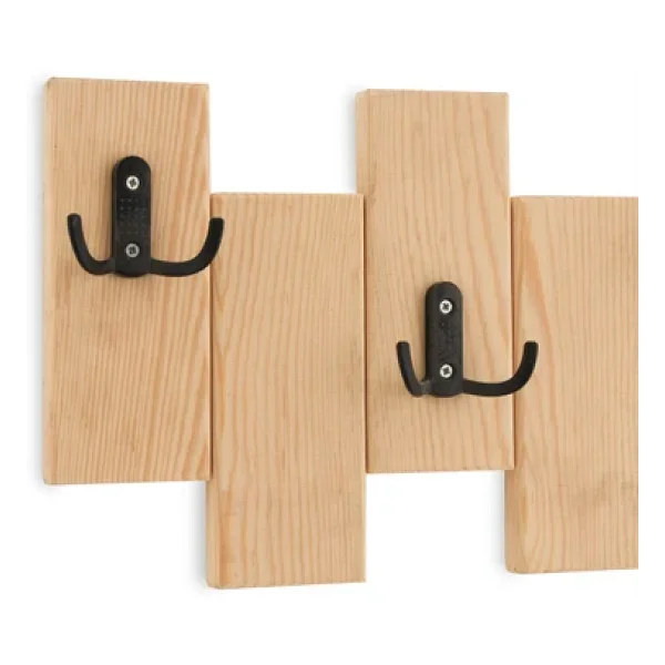 Trend Kitchen Prau Modern Siyah Metal Kancalı Ahşap Antre, Hol Ve Portmanto Duvar Askılığı - Görsel 2