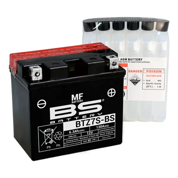 BS BTZ7S SLA 12 V 6.3 Ah 130 A EN Motosiklet Aküsü - Görsel 2