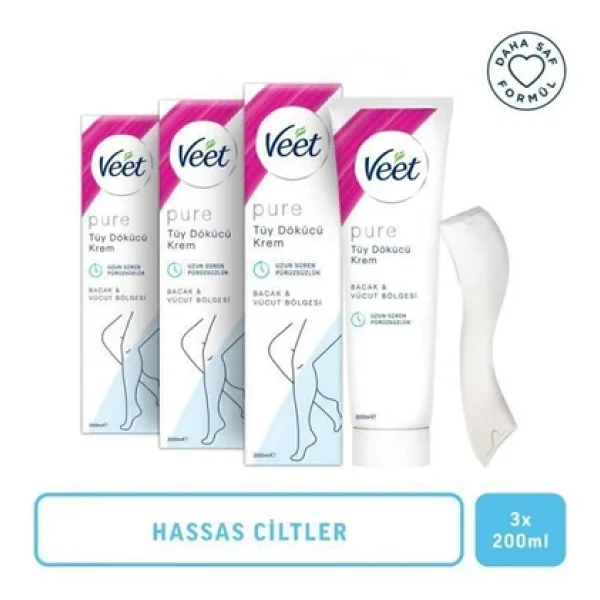 Veet Pure 200ml Tüy Dökücü Krem Hassas Ciltler X 3 - Görsel 3
