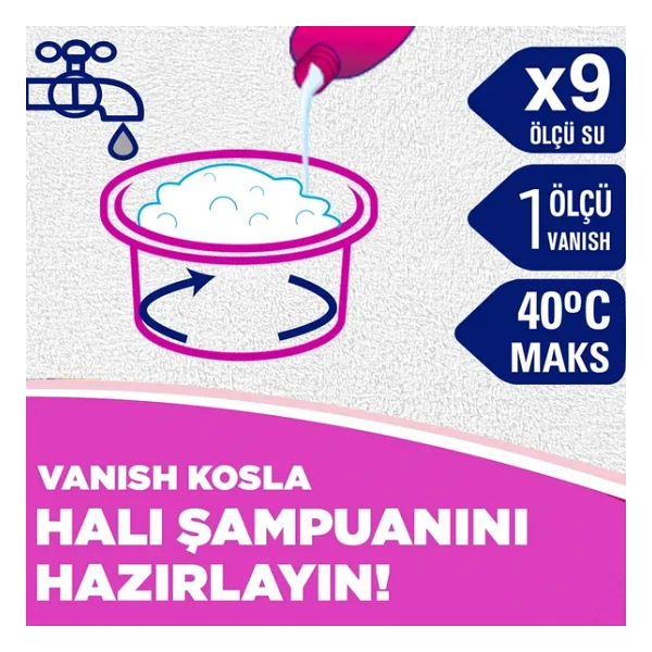 Vanish Kosla Zorlu Lekelere Özel Leke Çıkarıcı Halı Yıkama Şampuanı 850 ml - Görsel 6