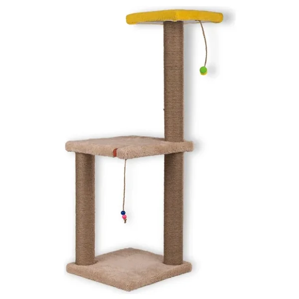 Pugalo 82 cm Catnipli İki Katlı Kedi Tırmalama Tahtası - Krem - Görsel 6