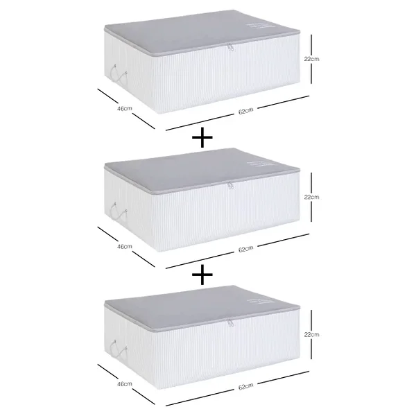 Ocean Home Textile 3lü Büyük Boy Gri Renk Stuff & Things Baza Altı Hurç Set - Görsel 4