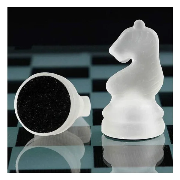 Senon Glass Chess Cam Satranç Takımı Kullanışlı Dekoratif Şık Hediyelik (25x25 cm) - Görsel 5
