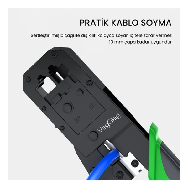 VegGieg RJ45 Ethernet RJ11 Telefon Soket Jack Sıkma Pensesi - Görsel 4