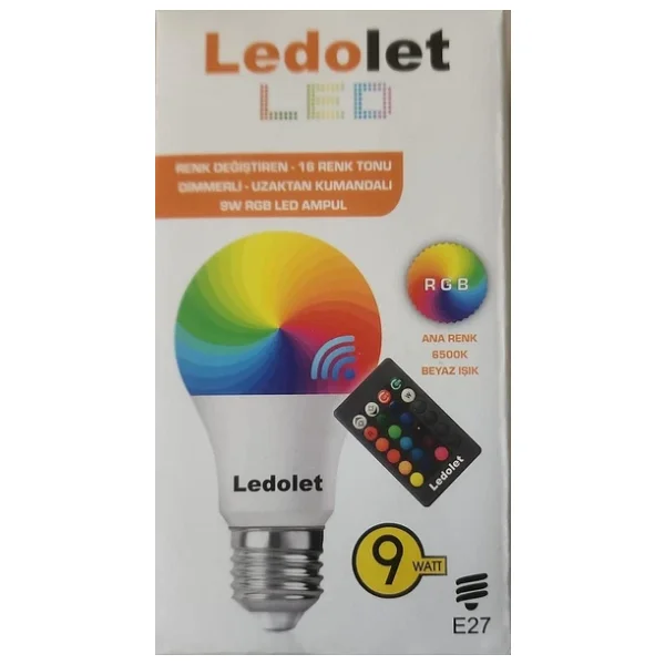 Ledolet 9 W E27 Dımmerlı Uzaktan Kumandalı Rgb LED Ampul - Görsel 3