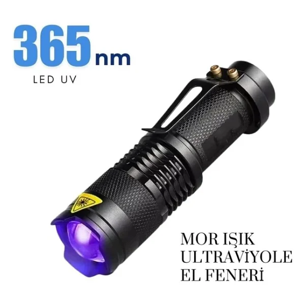 UV-102 Ultraviyole Mor Işık Fener, 365 Nm Uv El Feneri, Tırnak Oje Kurutucu, Değerli Taş Tespiti - Görsel 2