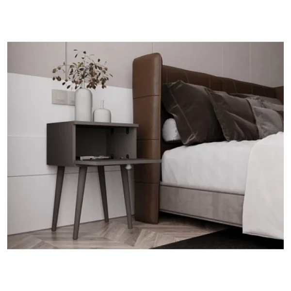 Melura Home Melura Komodin %100 Mdf Lake Boyalı Ahşap Ayak - Gri - Görsel 2