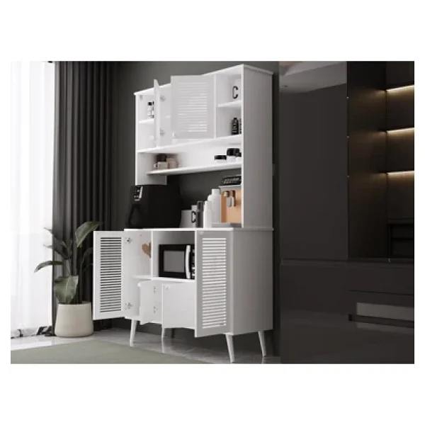 melura home 120 Cm Kahve Ünitesi - Kahve Köşesi Panjur Kapak %100 Mdf Çok Amaçlı Dolap - Görsel 4