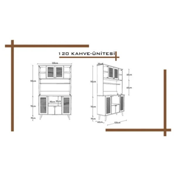 melura home 120 Cm Kahve Ünitesi - Kahve Köşesi Panjur Kapak %100 Mdf Çok Amaçlı Dolap - Görsel 2