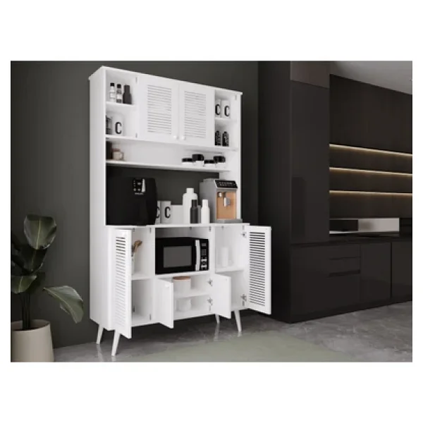 melura home 120 Cm Kahve Ünitesi - Kahve Köşesi Panjur Kapak %100 Mdf Çok Amaçlı Dolap - Görsel 3