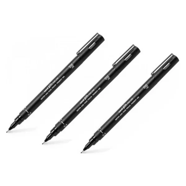 Uni-Ball Teknik Çizim Kalemi Markör Akrilik Uçlu Kalem Fine Line Pin 0.4 Mm Siyah ( 12 Li Paket) - Görsel 2