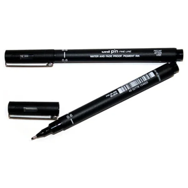 Uni-Ball Teknik Çizim Kalemi Markör Akrilik Uçlu Kalem Fine Line Pin 0.6 Mm Siyah ( 12 Li Paket) - Görsel 2