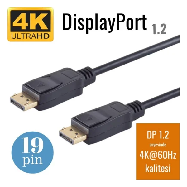 IRENIS Irenis Displayport Kablo - 19 Pin - 165 Hz Destekli - 21 Gbit Siyah - Görsel 8