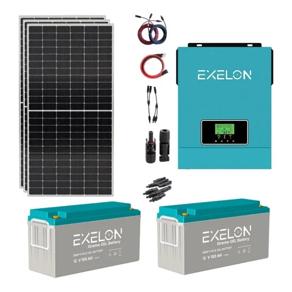 Güneş Enerjisi Bağ Evi Solar Paketi 3KVA İnverter 350W Güneş Paneli 150AH Jel Akü - Görsel 2