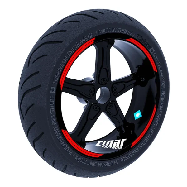 Double Stripe Tasarımlı Bayrak Kırmızı Jant Şeridi Sticker Çınar Extreme - Görsel 2