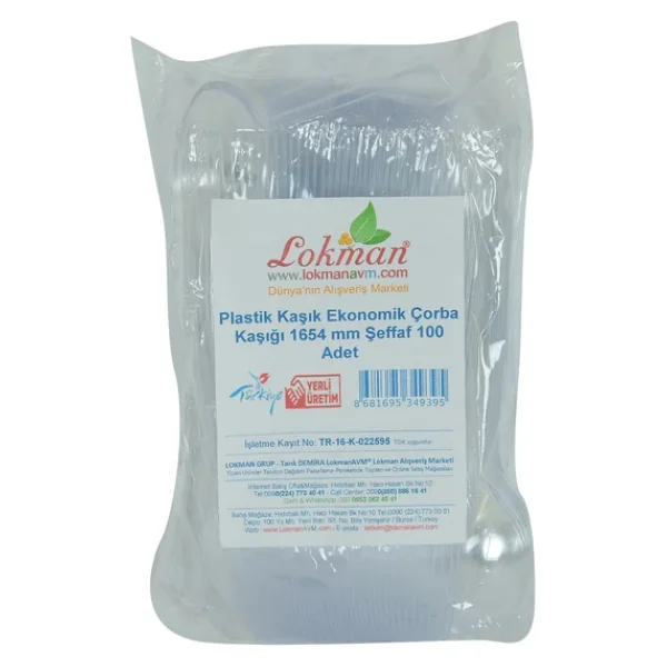 LokmanAVM Plastik Kaşık Ekonomik Çorba Kaşığı 1654 mm Şeffaf 100 Adet 1 Paket - Görsel 6