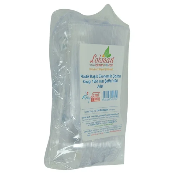 LokmanAVM Plastik Kaşık Ekonomik Çorba Kaşığı 1654 mm Şeffaf 100 Adet 1 Paket - Görsel 4