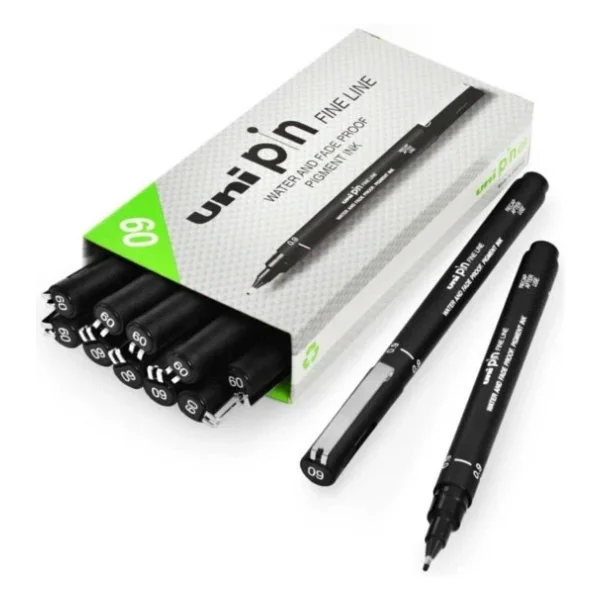 Uni-Ball Çizim Kalemi Akrilik Uçlu Fine Line Pin 0.9 Mm Siyah ( 12 Li Paket) - Görsel 2