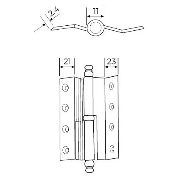 Cumbalı Menteşe Pirinç Sarı 12Cm - Görsel 2