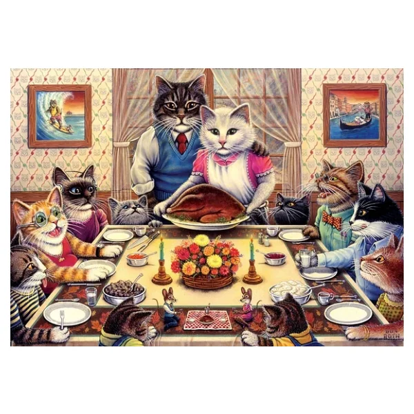 Art Puzzle Kedi Ailesi Ziyafette Puzzle 260 Parça 5025 - Görsel 4