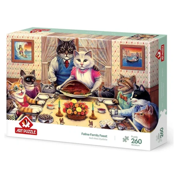 Art Puzzle Kedi Ailesi Ziyafette Puzzle 260 Parça 5025 - Görsel 3
