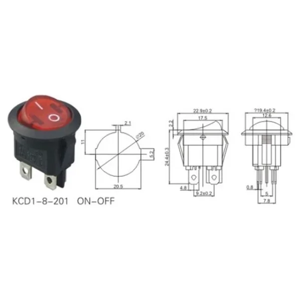 IC-131-4 Yuvarlak Işıklı Anahtar ON-OFF 4P - Görsel 3