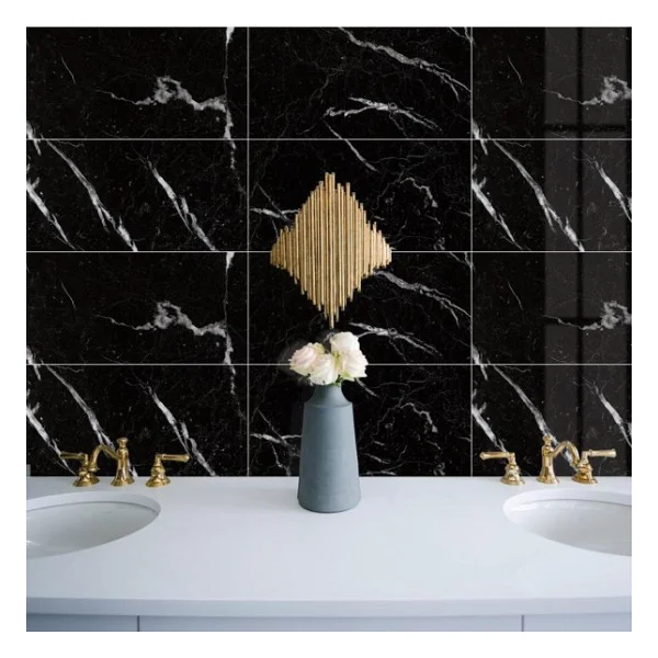 Renkli Duvarlar Tezgah Arası Kendinden Yapışkanlı Pvc Siyah Kaplama Paneli 30X60 cm - Görsel 5