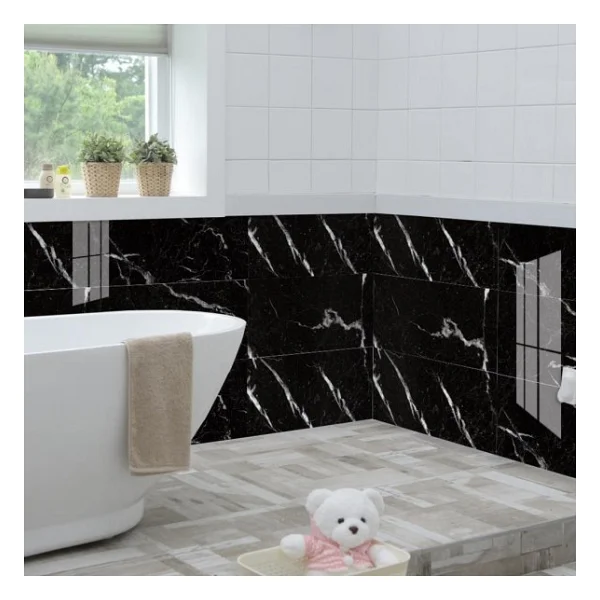 Renkli Duvarlar Tezgah Arası Kendinden Yapışkanlı Pvc Siyah Kaplama Paneli 30X60 cm - Görsel 8