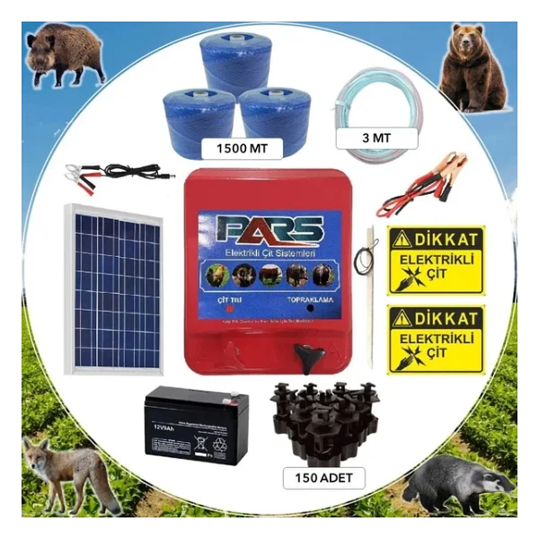 Pars Elektrikli Çit Ayı-Domuz Kovucu Eco Set 1500 ( Demir Direk İzolatörlü) - Görsel 2