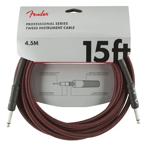 Fender Professional 4m Kırmızı Tweed Enstrüman Kablosu - Görsel 3