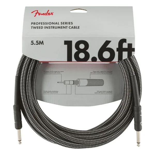 Fender Professional 5m Gri Tweed Enstrüman Kablosu - Görsel 2