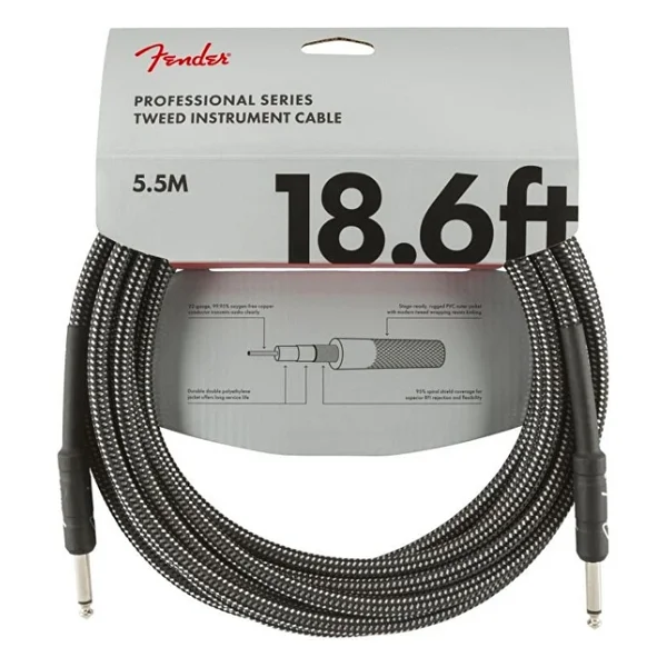 Fender Professional 5m Gri Tweed Enstrüman Kablosu - Görsel 3