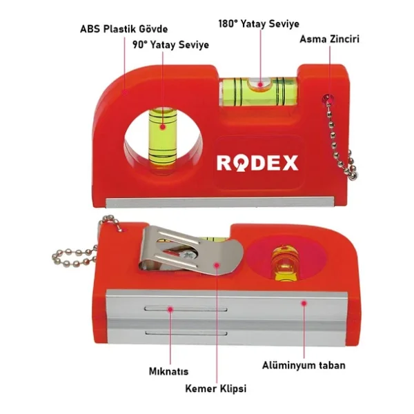 Rodex Cep Tipi Mini Su Terazisi Kırmızı Mıknatıslı Su Terazisi - Görsel 6