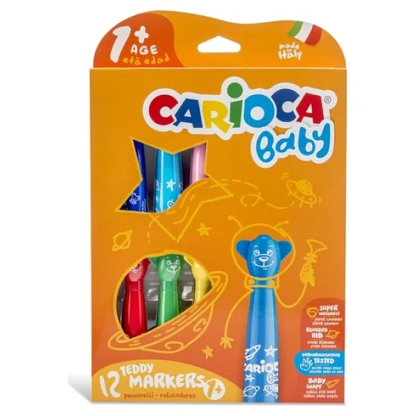 Carioca Baby Teddy Süper Yıkanabilir 12'li Jumbo Keçeli Kalem Seti - Görsel 5
