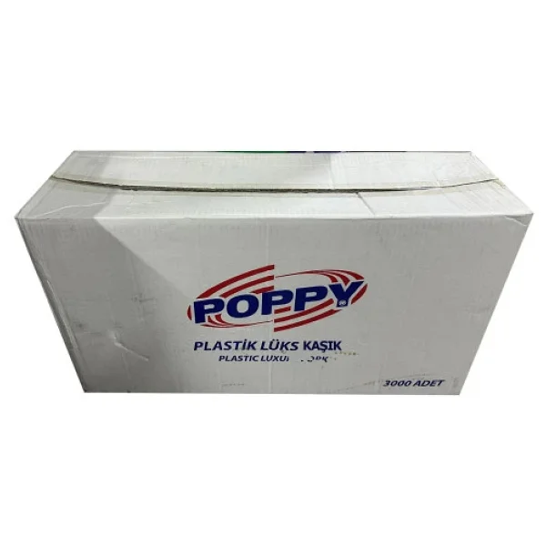 Poppy Plastik Lüx Şeffaf Kaşık - 18 Cm. - 3.2 Gr. - 3000 Adet - Koli - Görsel 5