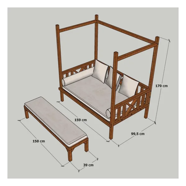 MANDU Exclusive Ahşap Bahçe Yatağı (DAYBED) - Görsel 5