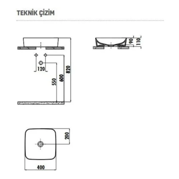 Creavit Ultra UL040 40 cm Mat Siyah Çanak Lavabo - Görsel 7