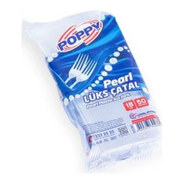Poppy Plastik Lüks Şeffaf Tek Kullanımlık Plastik Çatal / 3000 Adet-Koli / 18 Cm. - Görsel 2