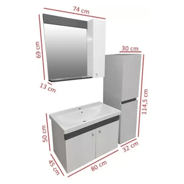 Karen New Bahar Boy Dolaplı 80 cm Banyo Seti - Görsel 5