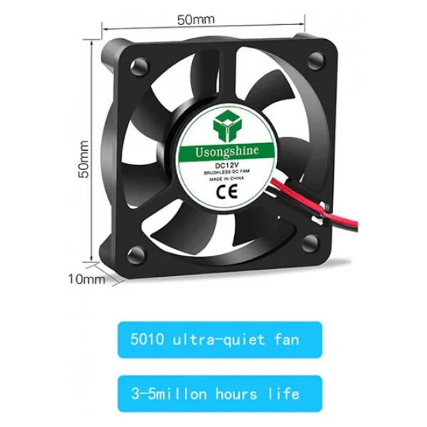 DC 12V FAN 5x5cm Kuluçka Fanı Soğutucu Peltier Cooler Pc Ekran Kartı 50x50mm - Görsel 7