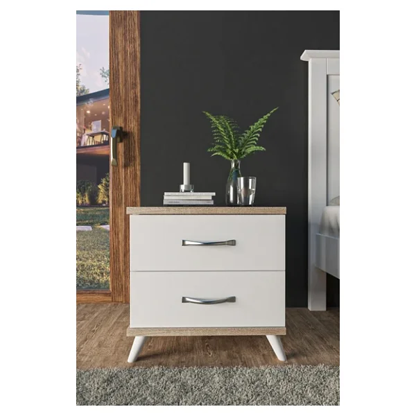 AEKA Ae-2029 Inci 2 Çekmeceli Beyaz Komodin 49 Cm, Ayaklı - Görsel 2