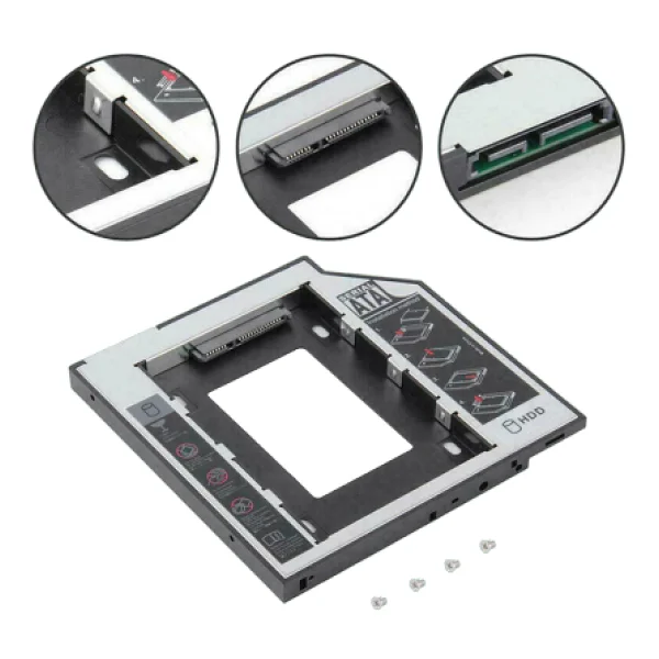 9.5mm DVD To SSD Harddisk Caddy Notebook PC Sata Kutusu - Kızak - Görsel 2