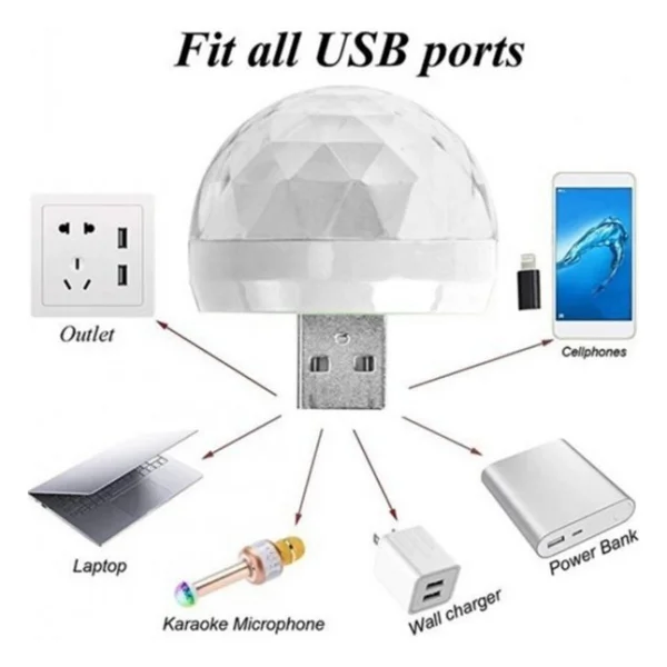 Sese Duyarlı Mini Disko Topu Usb Telefon Mikrofon Uyumlu Parti Di - Görsel 3