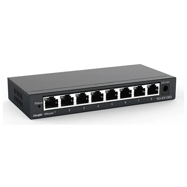 Reyee RG-ES108D 8 Portlu, 10/100 Fast Ethernet, Tak Çalıştır Switch, Metal Kasa - Görsel 3