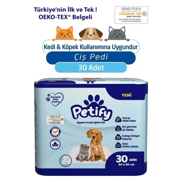 Petify 60x90 cm 30'lu Hijyenik Tuvalet Eğitim Pedi - Görsel 3