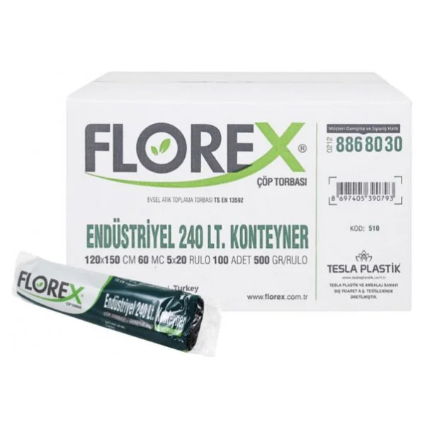 Florex Endüstriyel 240lt Konteyner Siyah Çöp Poşedi - Görsel 2