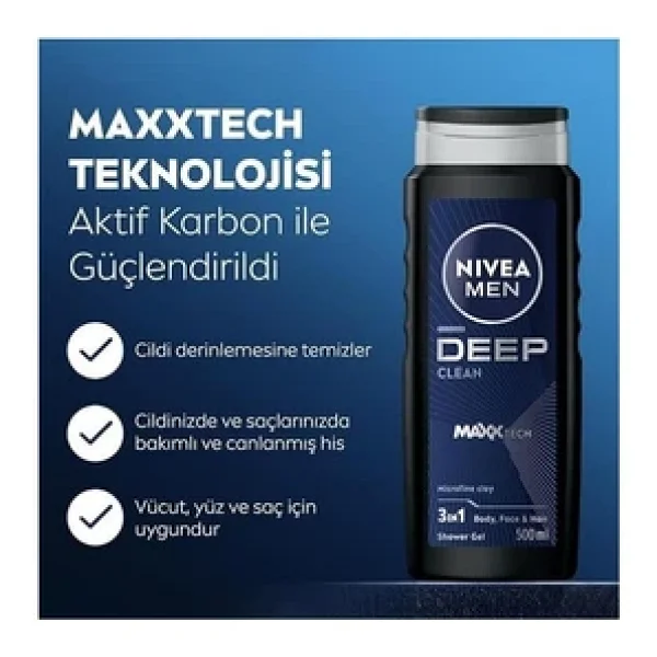 Nivea Men Active Clean 500 ml 2 Adet Duş Jeli - Görsel 2