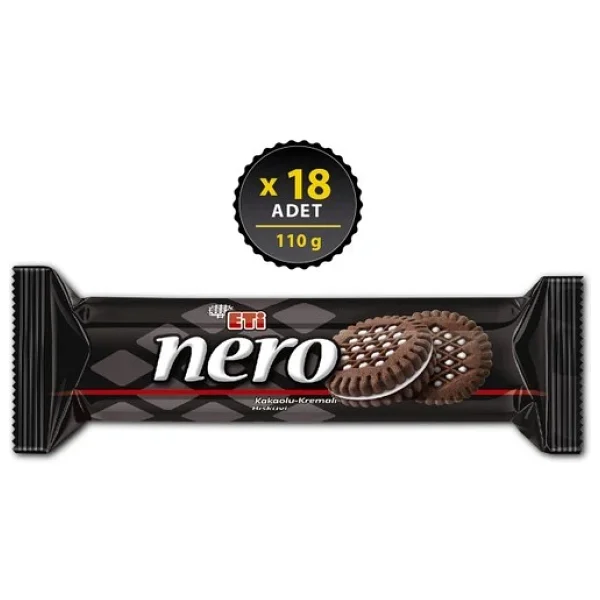 Eti Nero Kakaolu Kremalı Bisküvi 18x110 gr - Görsel 6